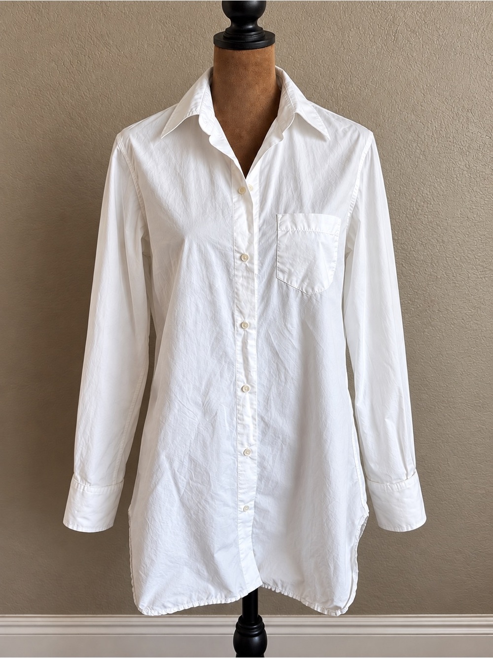 NILI LOTAN White Button Down Shirt Small Cotton Long Sleeve